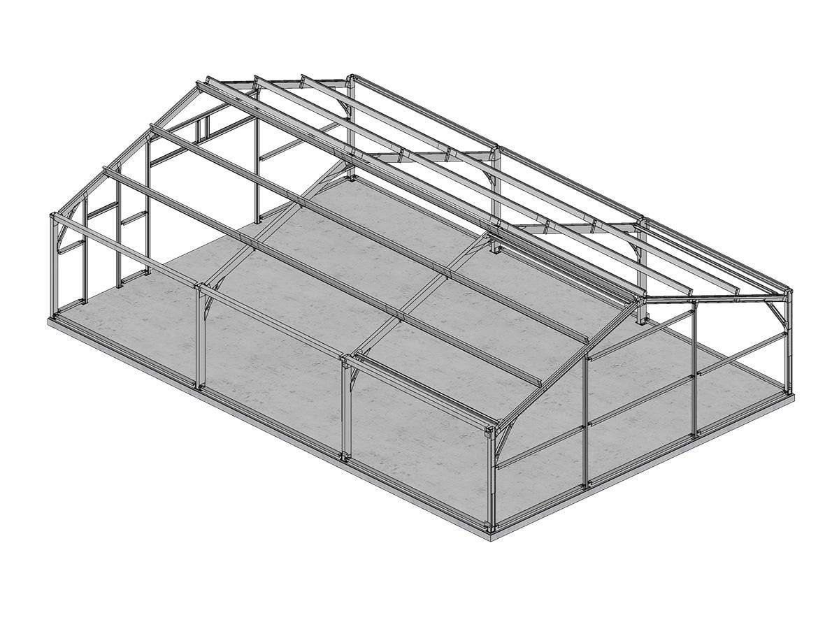 Skellet modulaire staalconstructie voor loods - 15x8x2.5m (Vergunningsvrij)