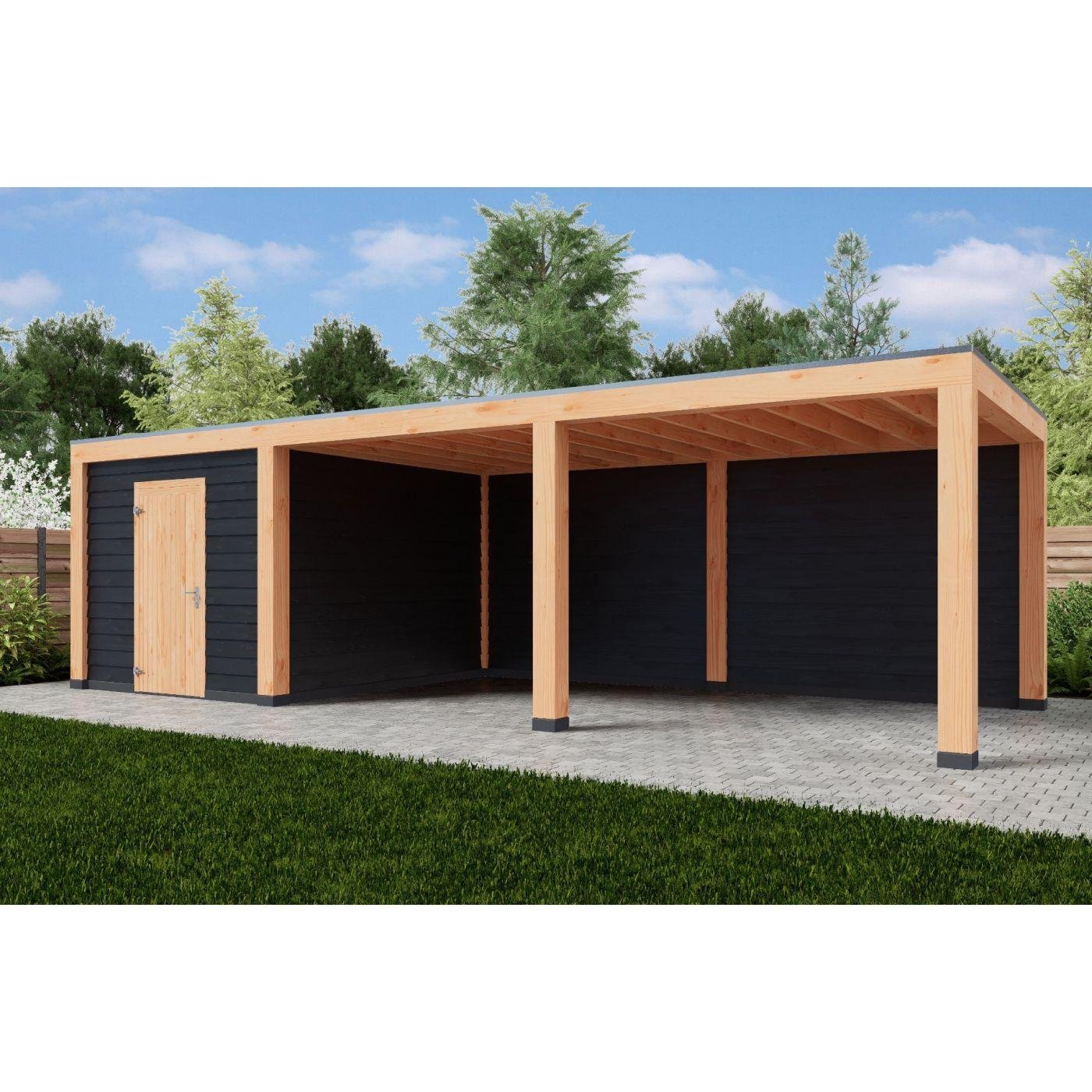 Moderne Douglas overkapping royal 900x400cm met schuur 300x350cm Lugano | Outdoor Gigant