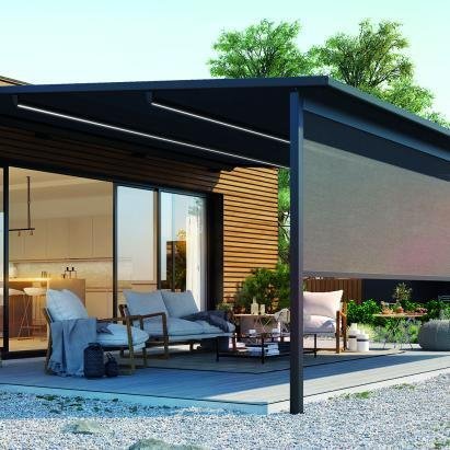 Solano Matera pergolazonwering op maat – Windvast doek met rits – Top prijs/kwaliteit – Waterdicht doek mogelijk
