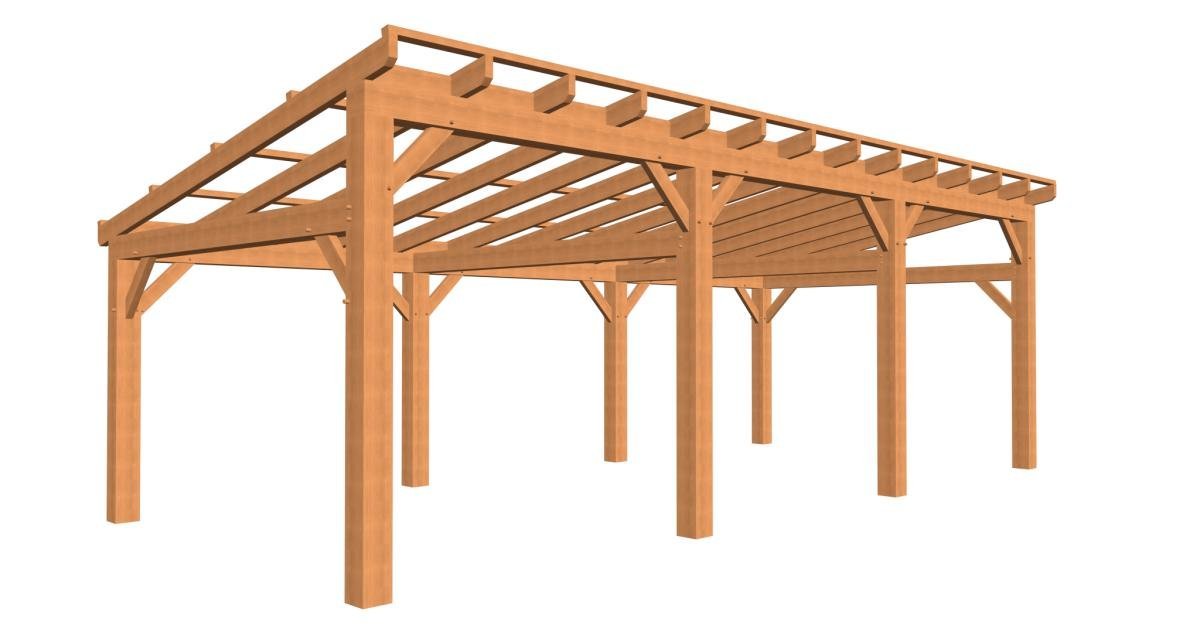 Douglas platdak constructie schuin aflopend 400 cm